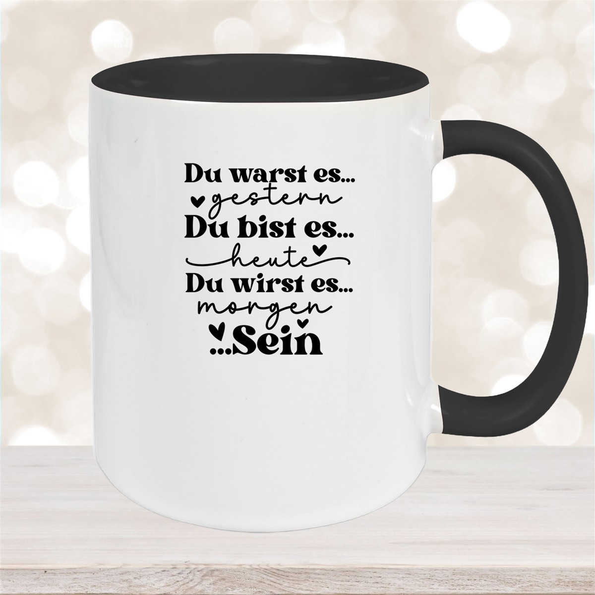 Tasse Spruch "Du bist es" Valentinstag #12 Keramik versch. Farben