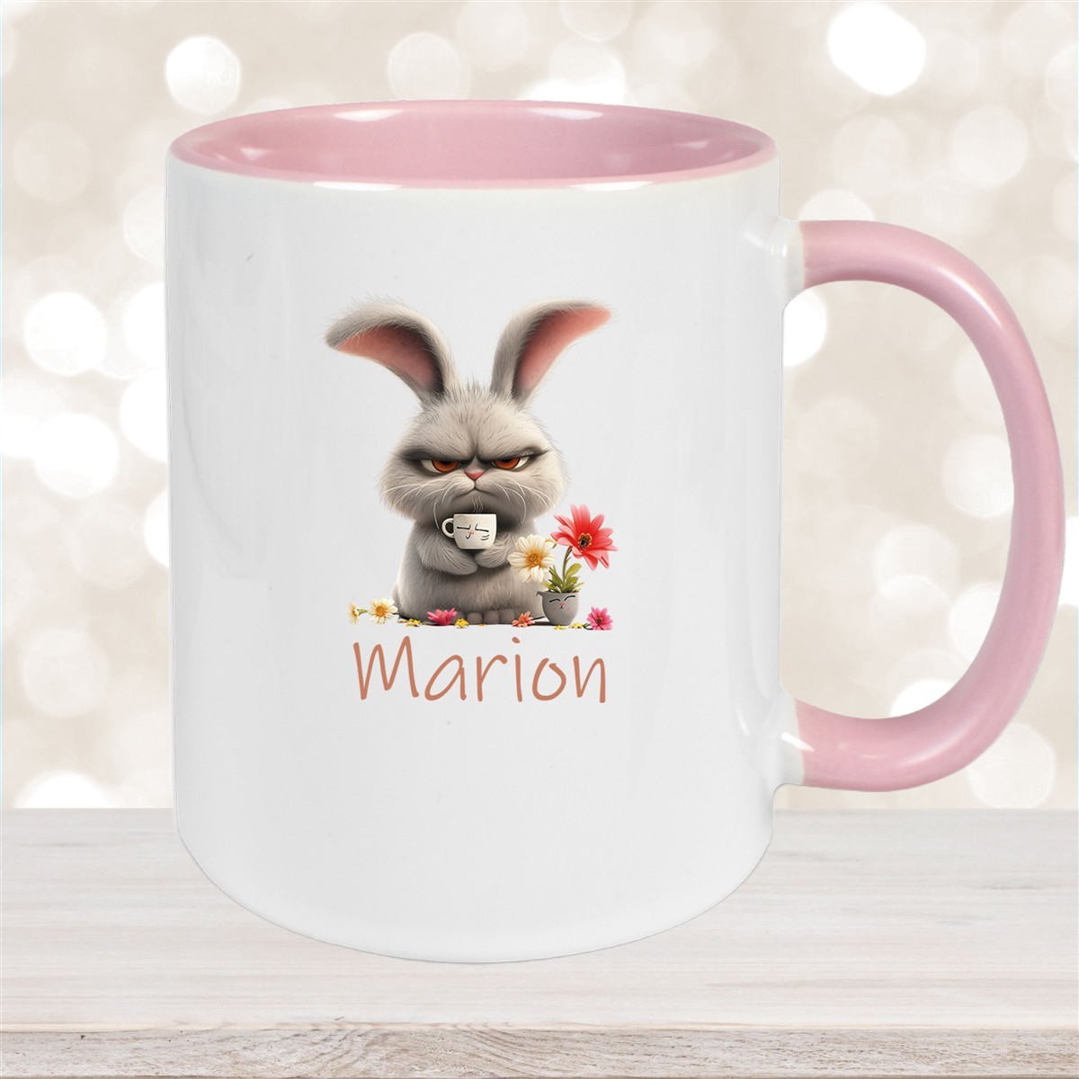 Tasse Ostern Grumpy-Bunny #2 Wunschnamen Keramik personalisiert versch. Farben