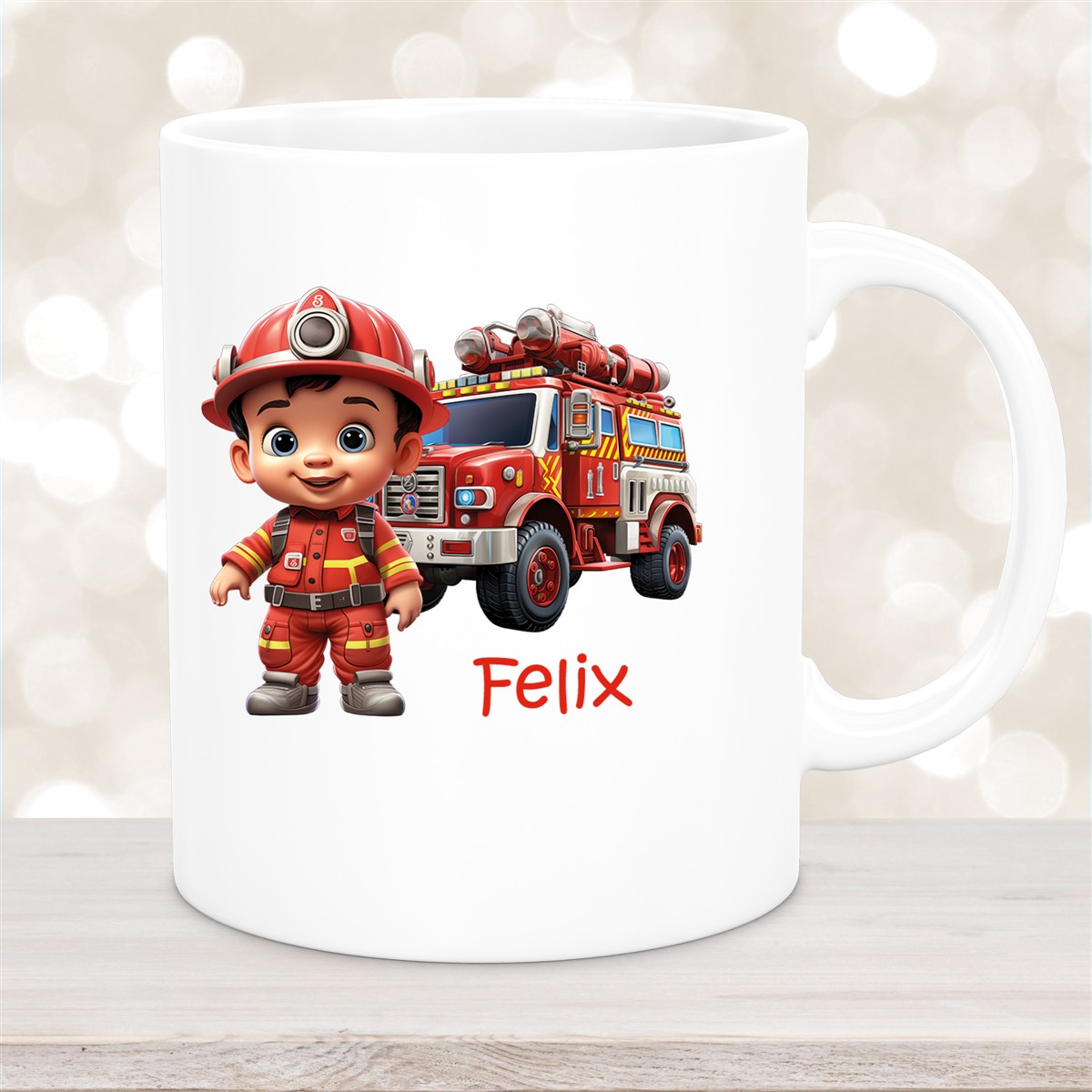 Tasse Wunschname Feuerwehr #4 Keramik Kinderbecher versch. Farben