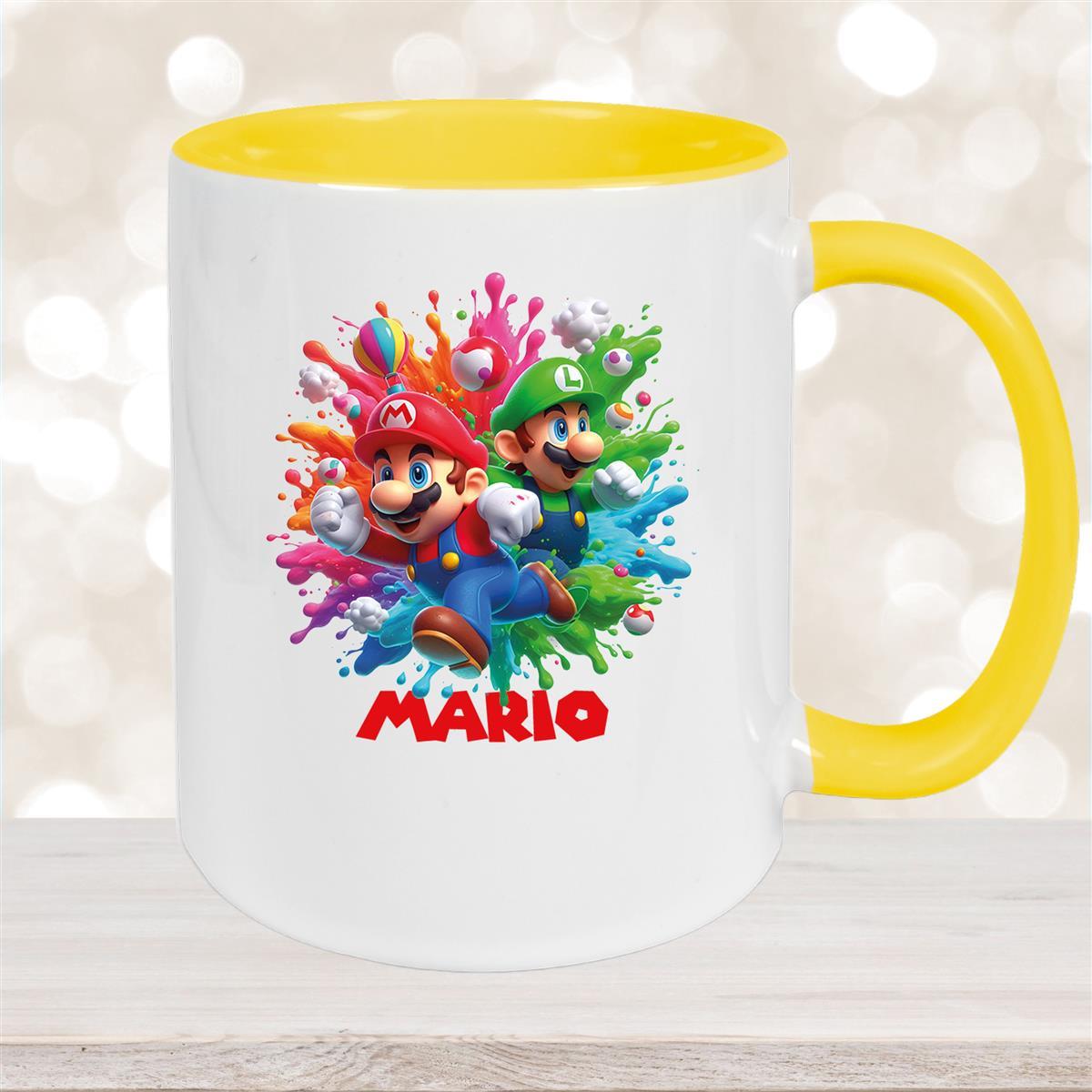 Tasse Wunschname Super-Mario #1 Keramik Kinderbecher personalisiert versch. Farben