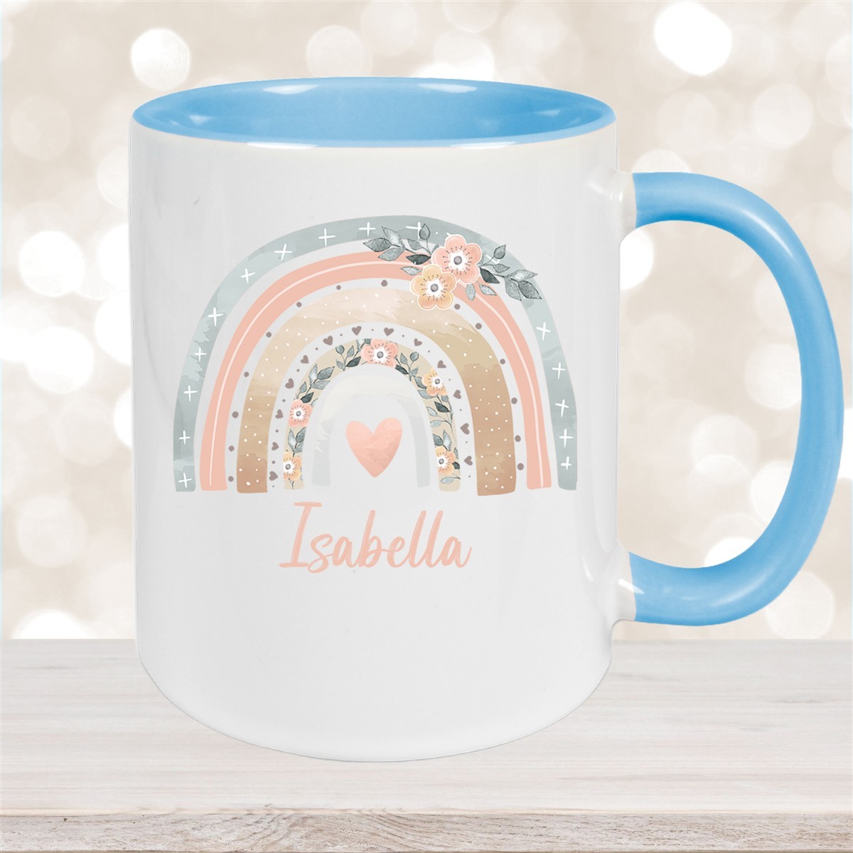Tasse Wunschname Regenbogen #7 Keramik Kinderbecher versch. Farben