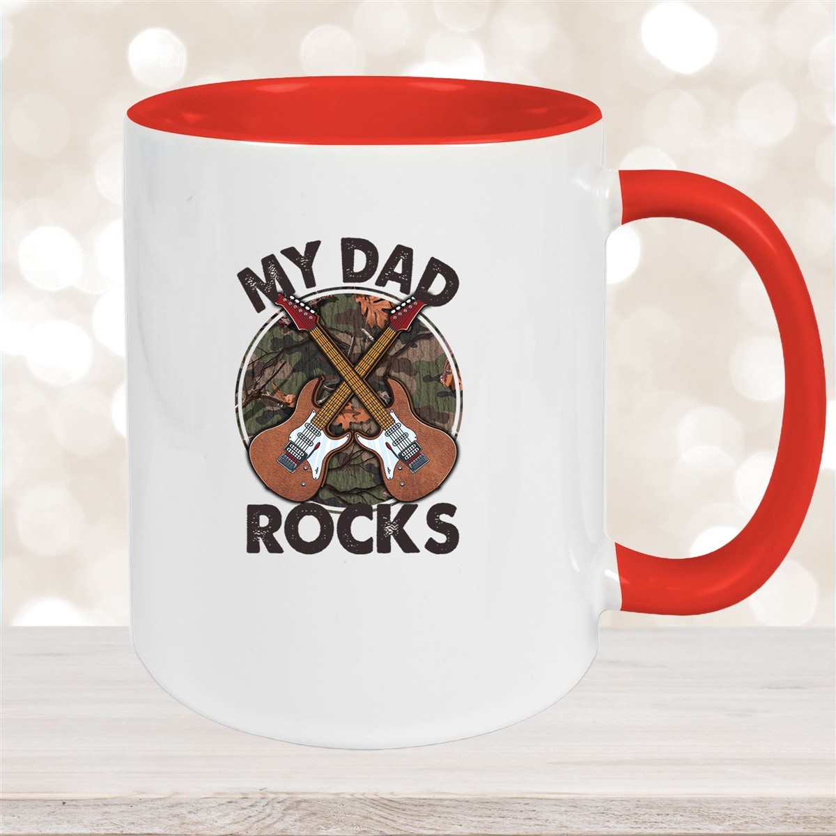 Tasse Vatertag #3 "MY DAD ROCKS"  Wunschnamen Keramik Personalisiert versch. Farben