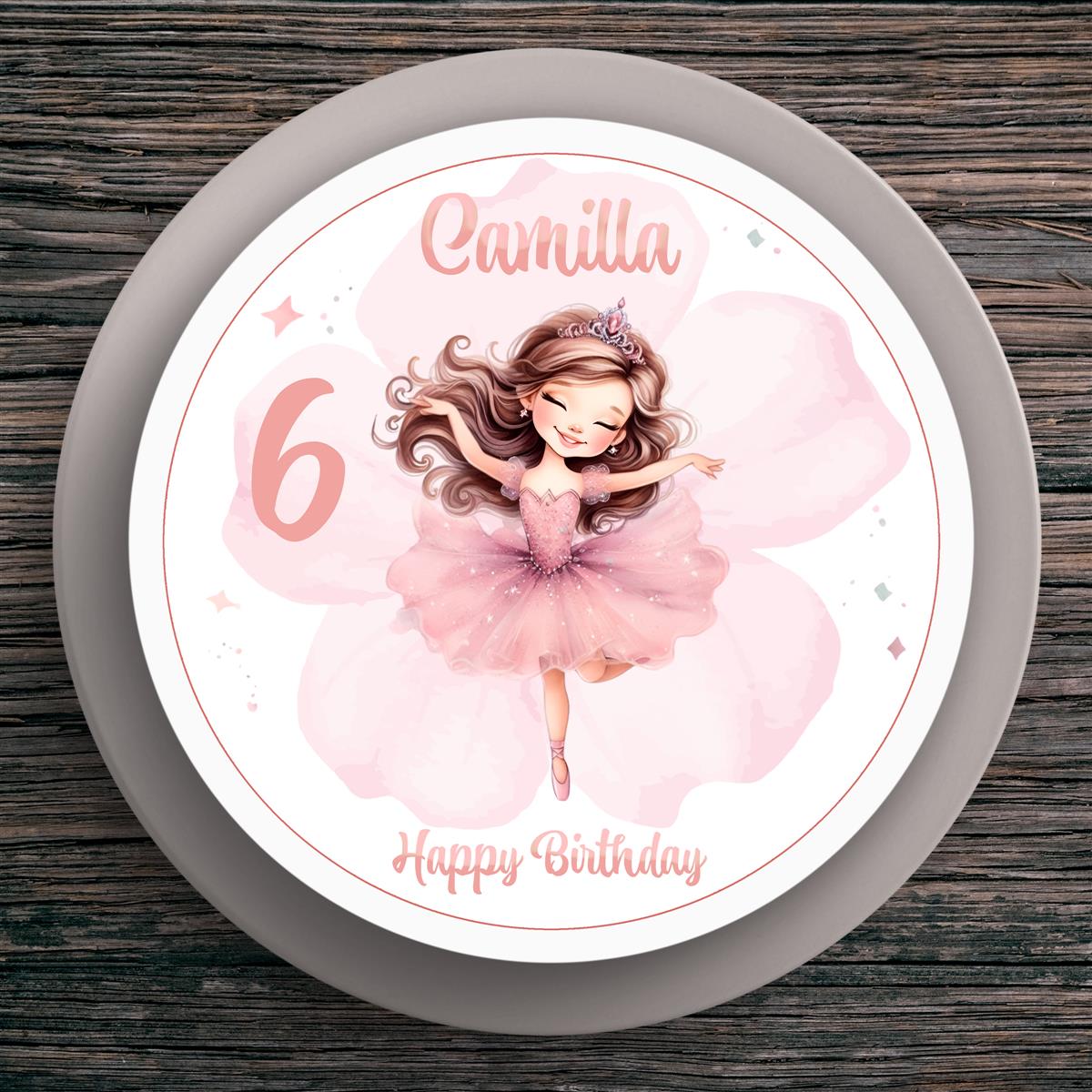 Tortenaufleger Geburtstag Ballerina #2 Name & Zahl (20cm)