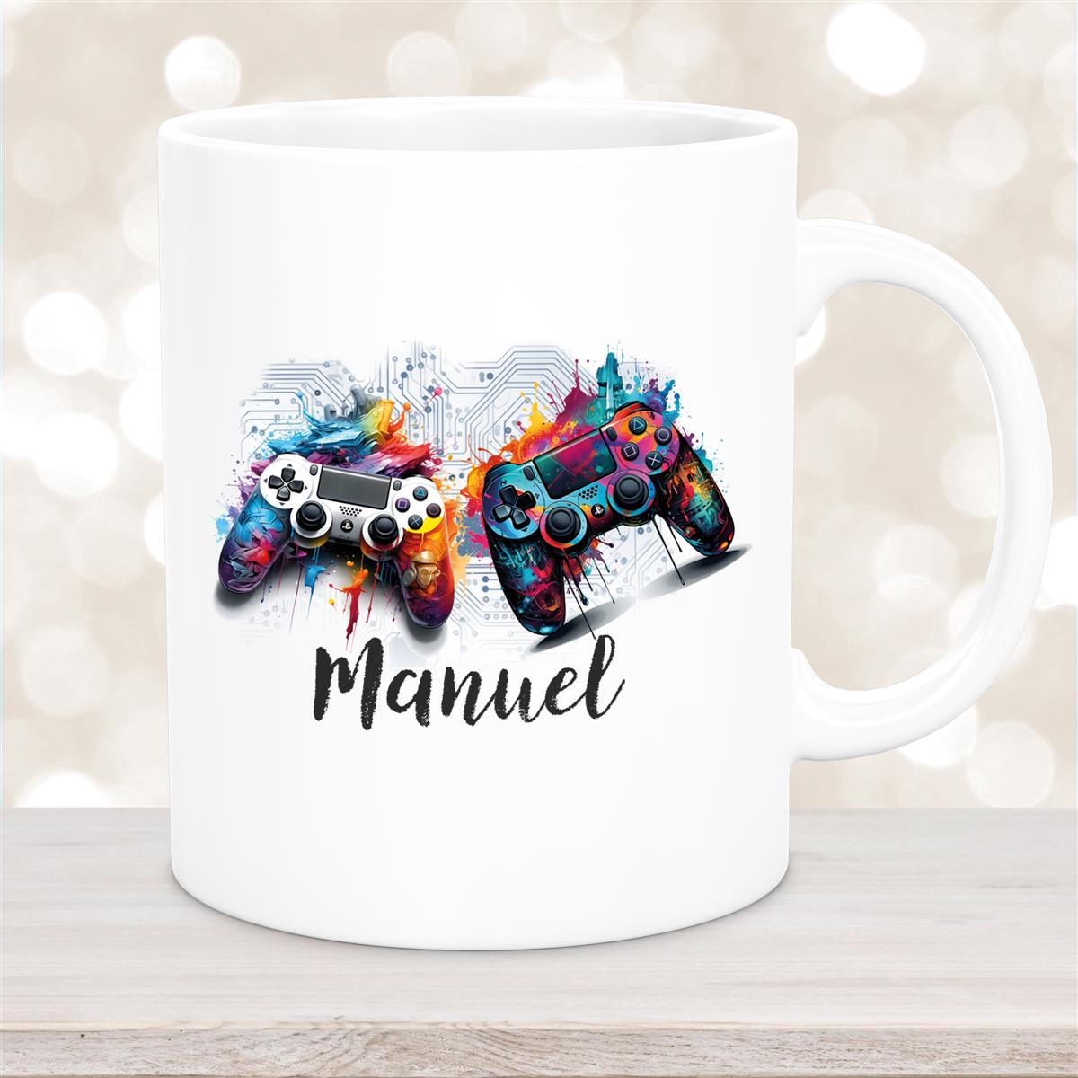 Tasse Gamer #1 Wunschname Keramik Kinderbecher personalisiert  Weiß
