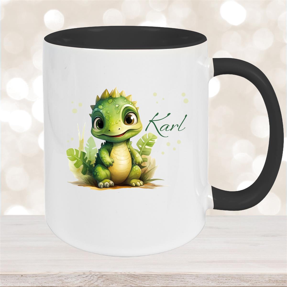 Tasse Dino #16 Wunschname Keramik Kinderbecher Personalisiert versch. Farben