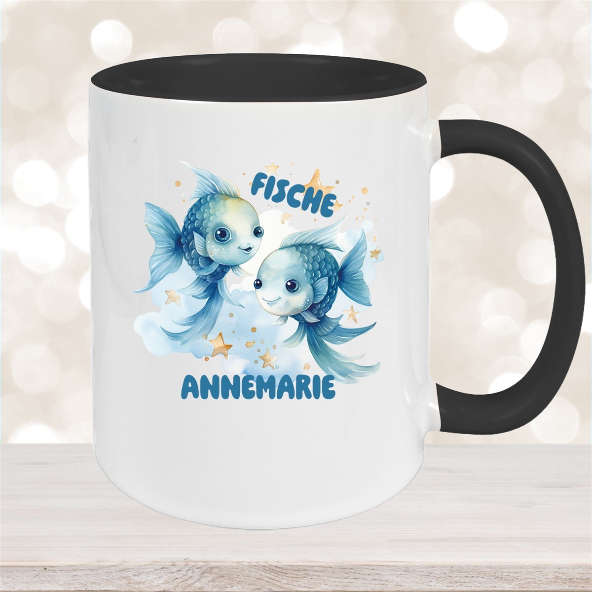 Tasse Sternzeichen Kinder Fische #1 Wunschname Keramik Kinderbecher personalisiert versch. Farben