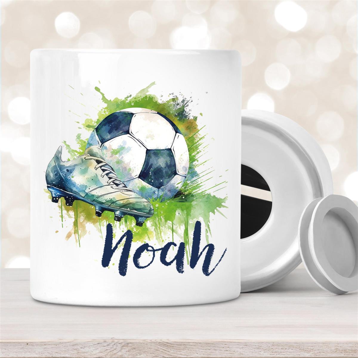 Spardose mit Wunschname Fußball #4 personalisiert