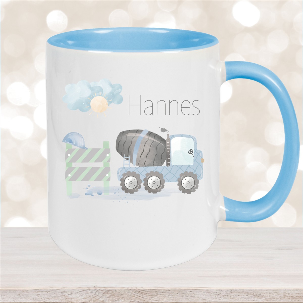 Tasse Wunschname Baustelle Betonmischer #1 Keramik Kinderbecher versch. Farben
