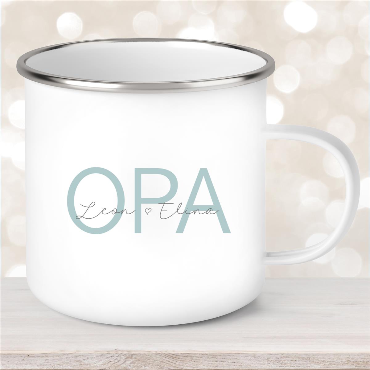 Tasse, Opa, Vatertag, Geburtstag #1 Wunschnamen Emaille Personalisiert #1