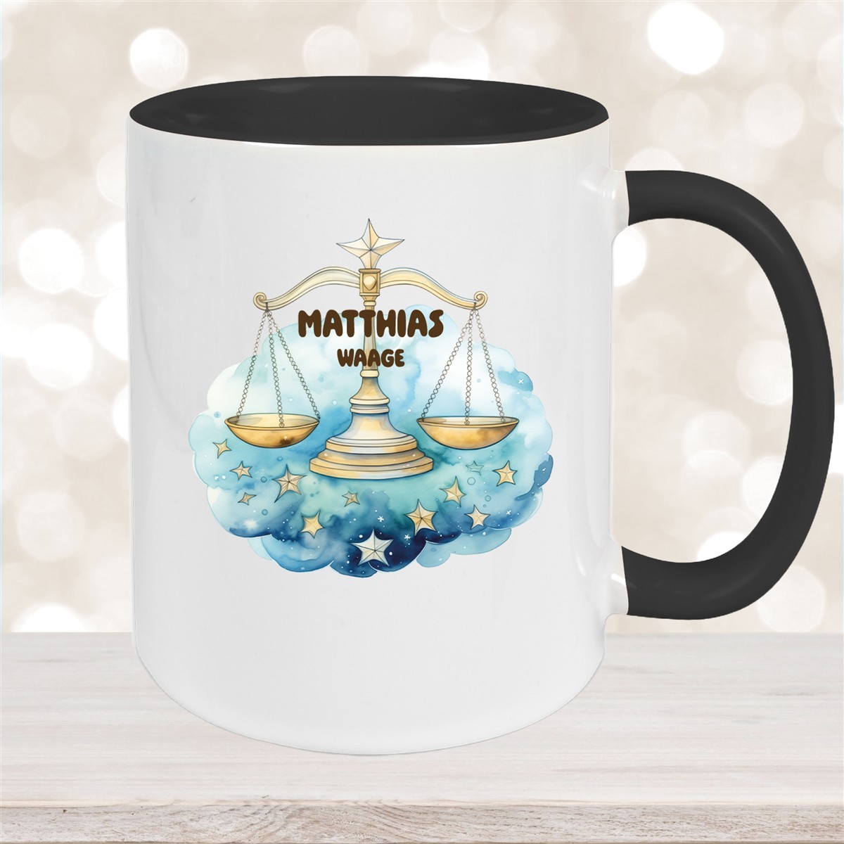 Tasse Sternzeichen Kinder Waage #1 Wunschname Keramik Kinderbecher personalisiert versch. Farben