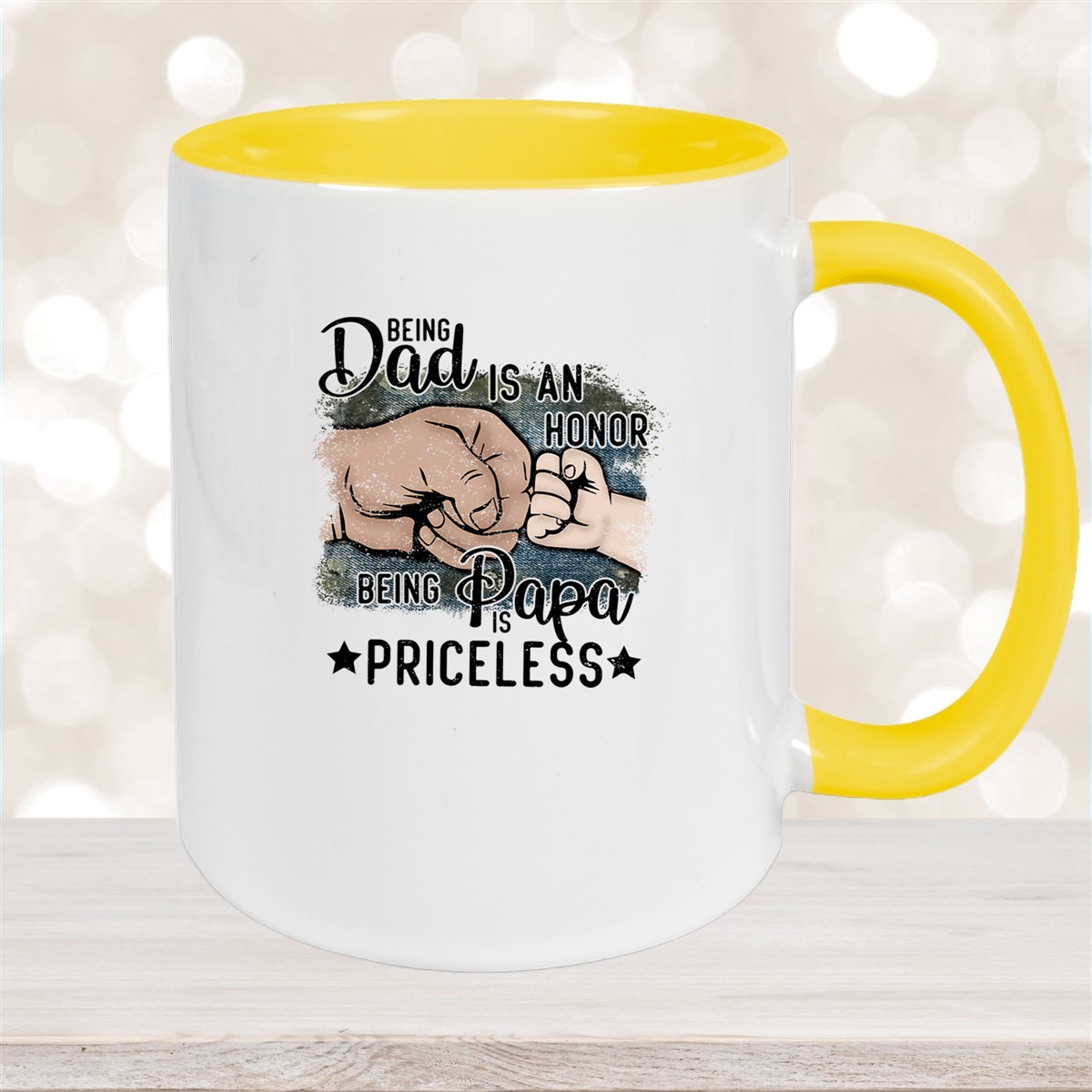 Tasse Vatertag #4 "Being Papa is Priceless" Wunschnamen Keramik Personalisiert versch. Farben