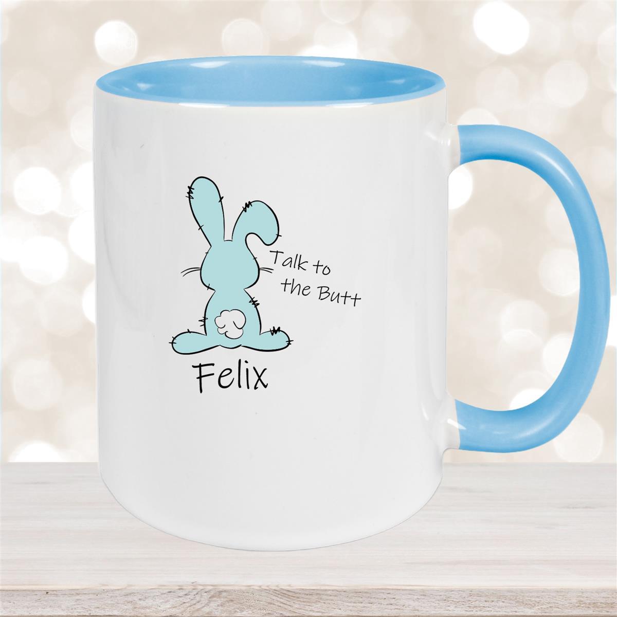 Tasse Ostern - Hase Talk to the Butt #2 Wunschnamen Keramik personalisiert versch. Farben