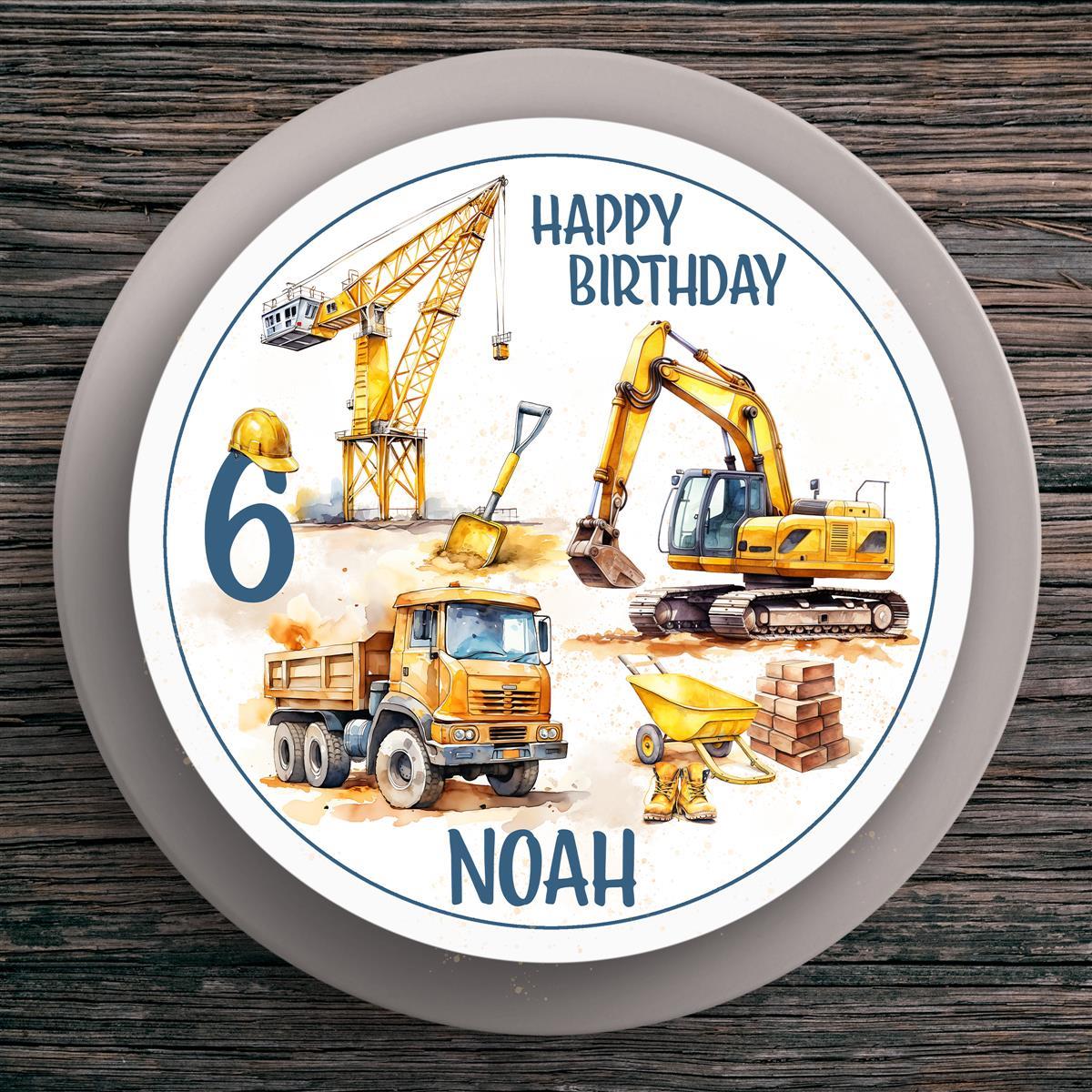 Tortenaufleger Geburtstag Baustelle #1 Name & Zahl (20cm)