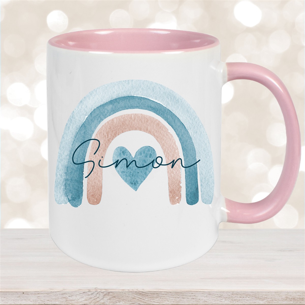 Tasse Wunschname Regenbogen #6 Keramik Kinderbecher versch. Farben