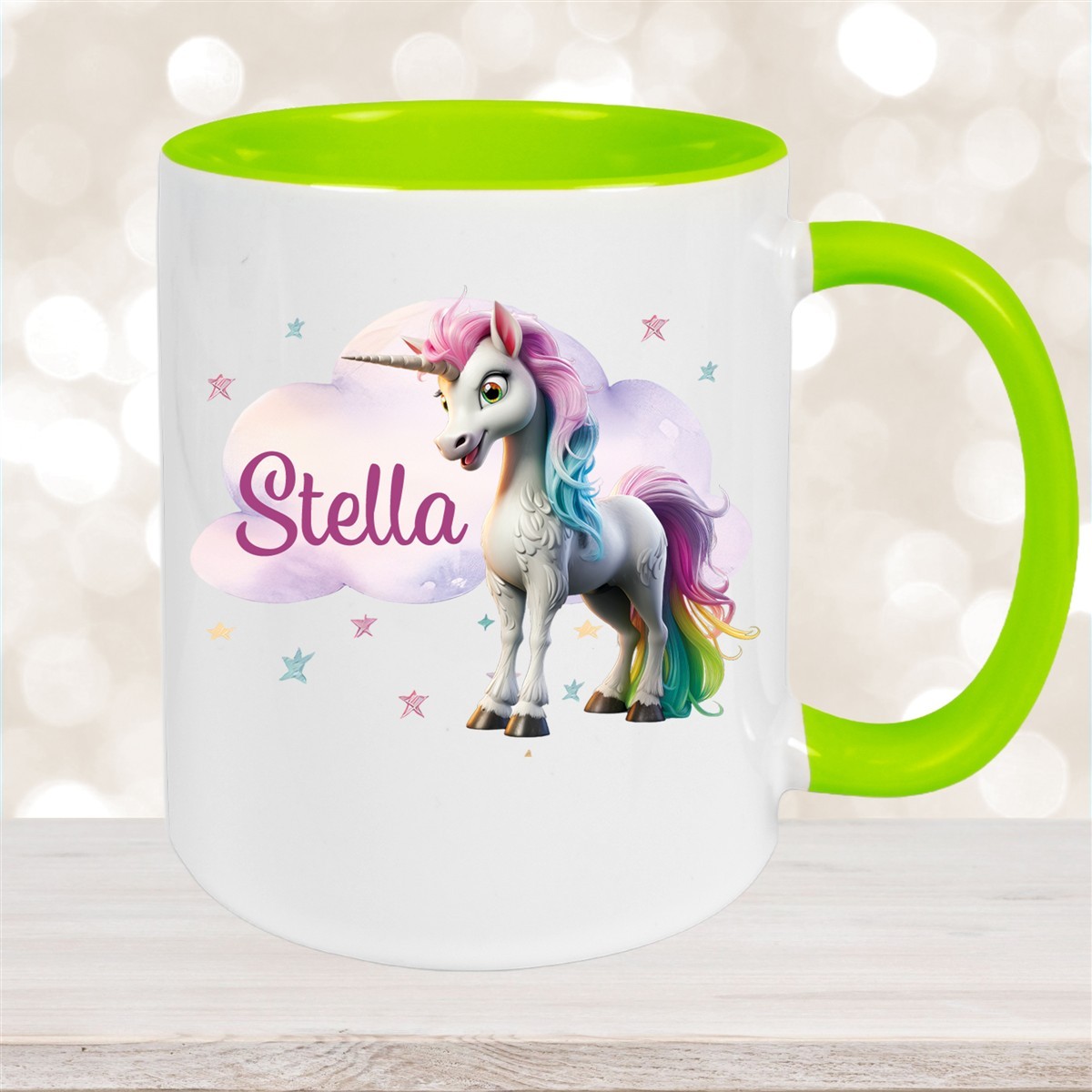 Tasse Einhorn Wolke #4 Wunschname Keramik Kinderbecher personalisiert versch. Farben