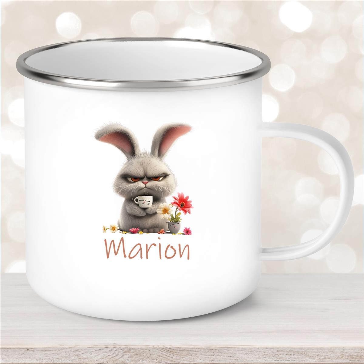 Tasse Ostern Grumpy-Bunny #2 Wunschnamen personalisiert Emaillie