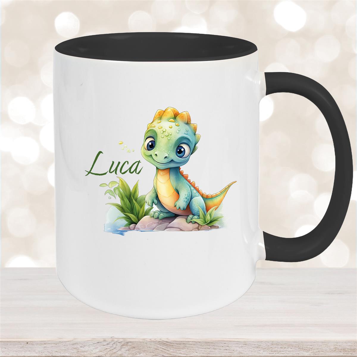 Tasse Dino #11 Wunschname Keramik Kinderbecher Personalisiert versch. Farben