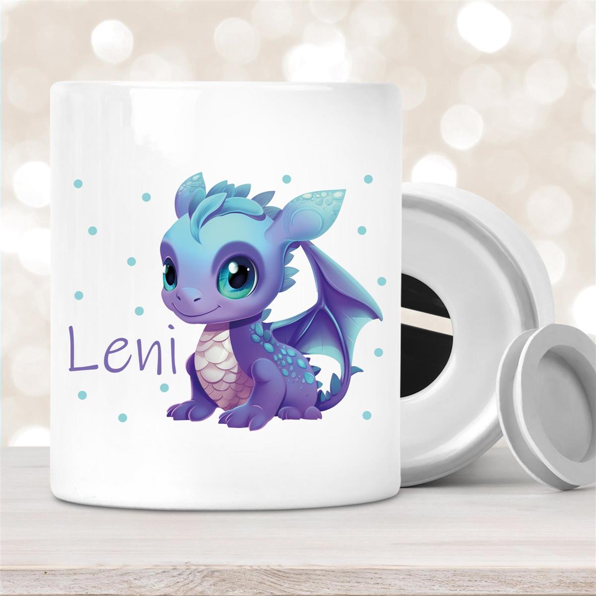Spardose mit  Wunschname Drache #1 personalisiert