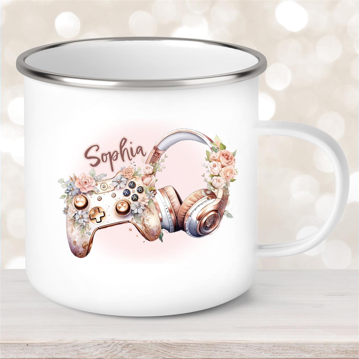 Tasse Gamer #4 Wunschname Emaille Kinderbecher personalisiert