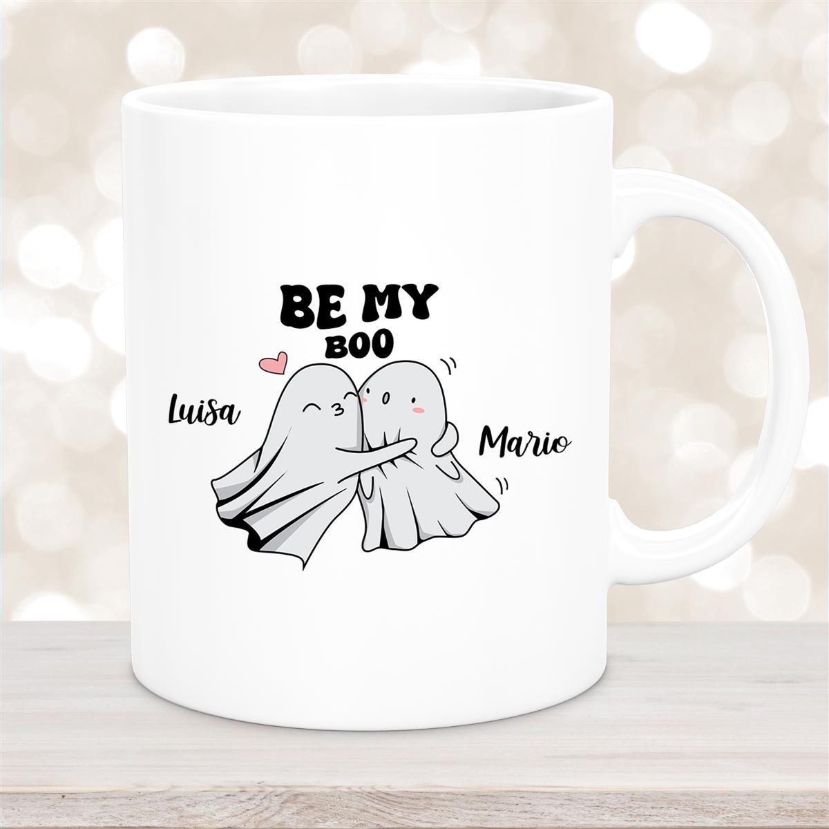 Tasse Liebe - BE MY BOO Valentinstag Wunschnamen Keramik personalisiert Weiß