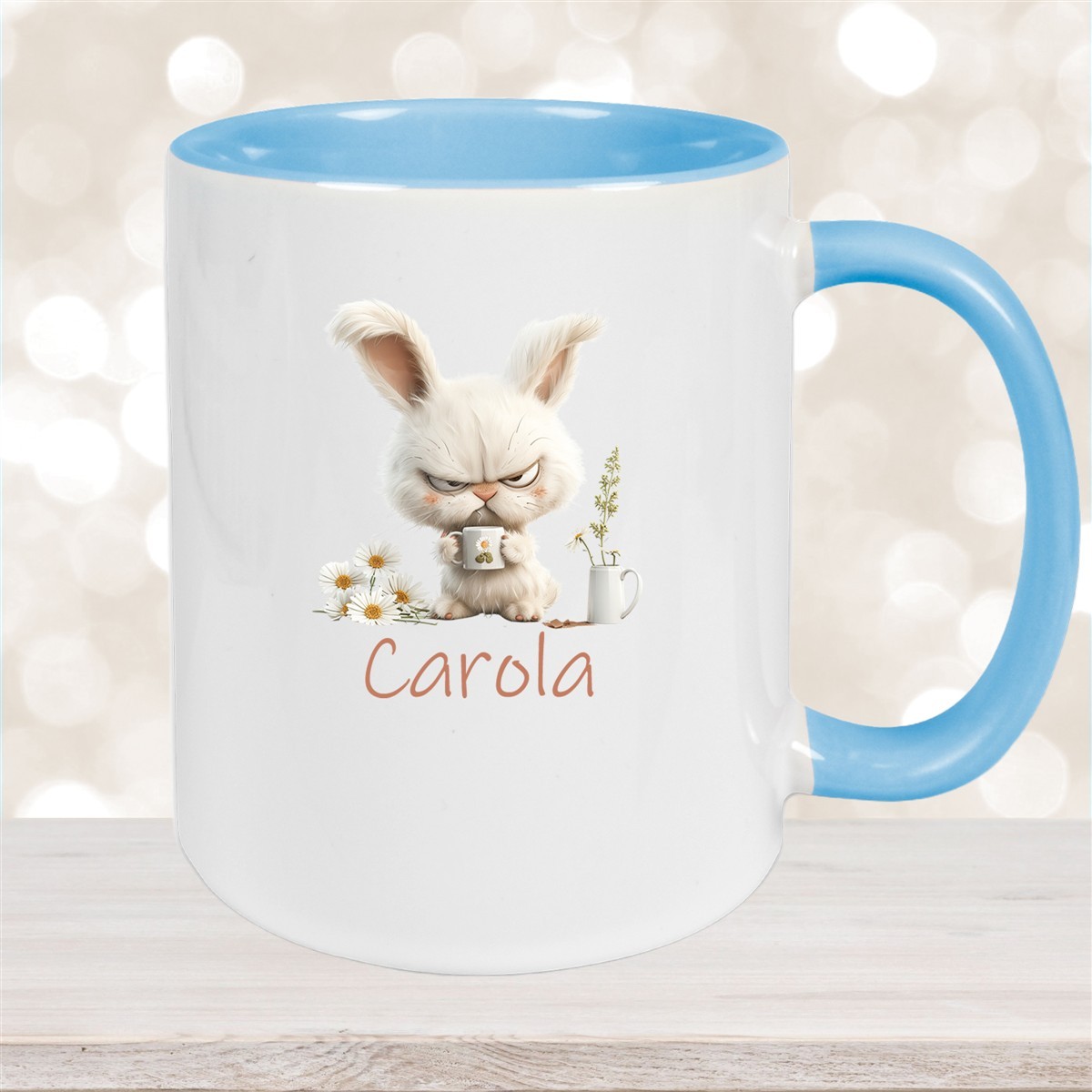 Tasse Ostern Grumpy-Bunny #1 Wunschnamen Keramik personalisiert versch. Farben