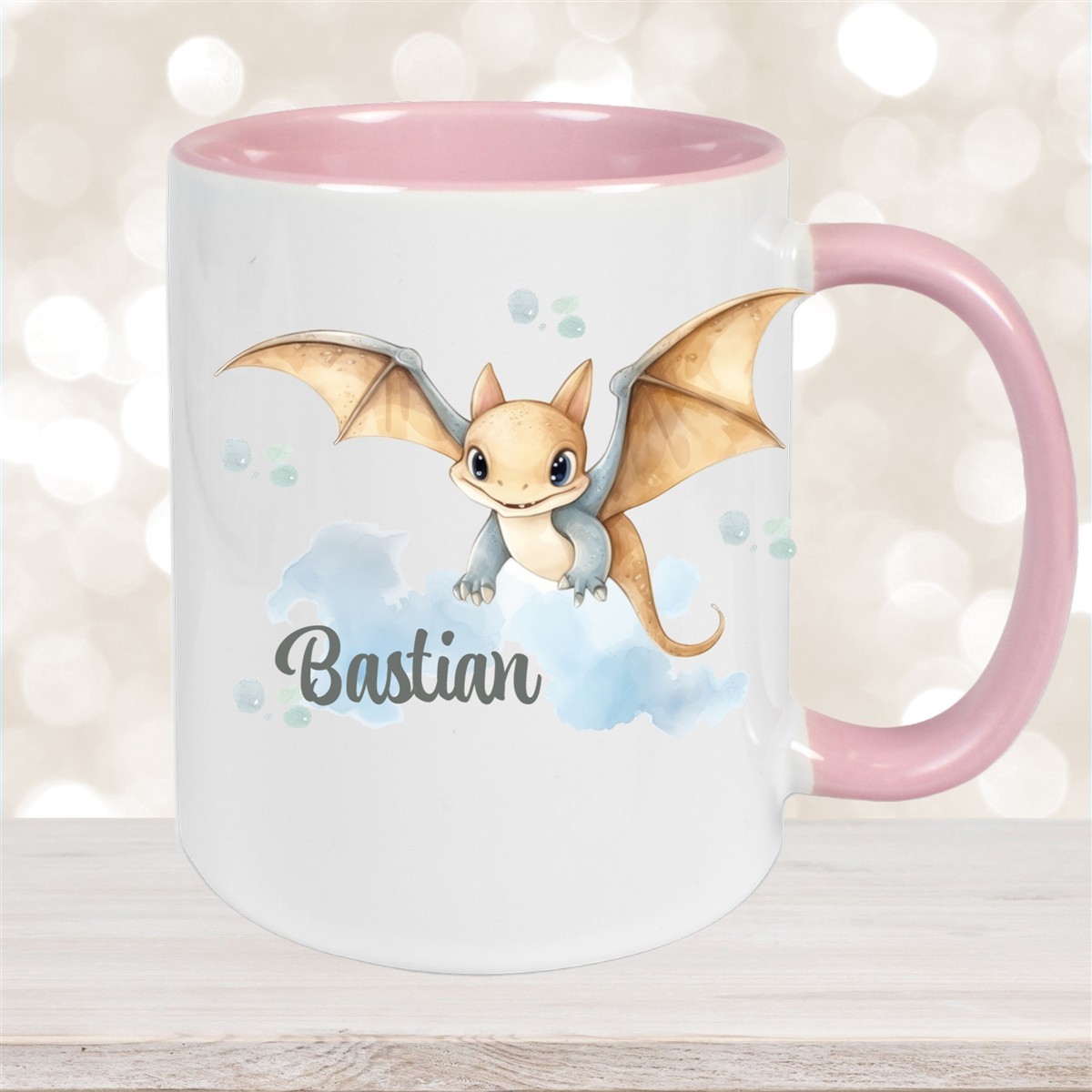 Tasse Wunschname Dino #4 Keramik Kinderbecher versch. Farben