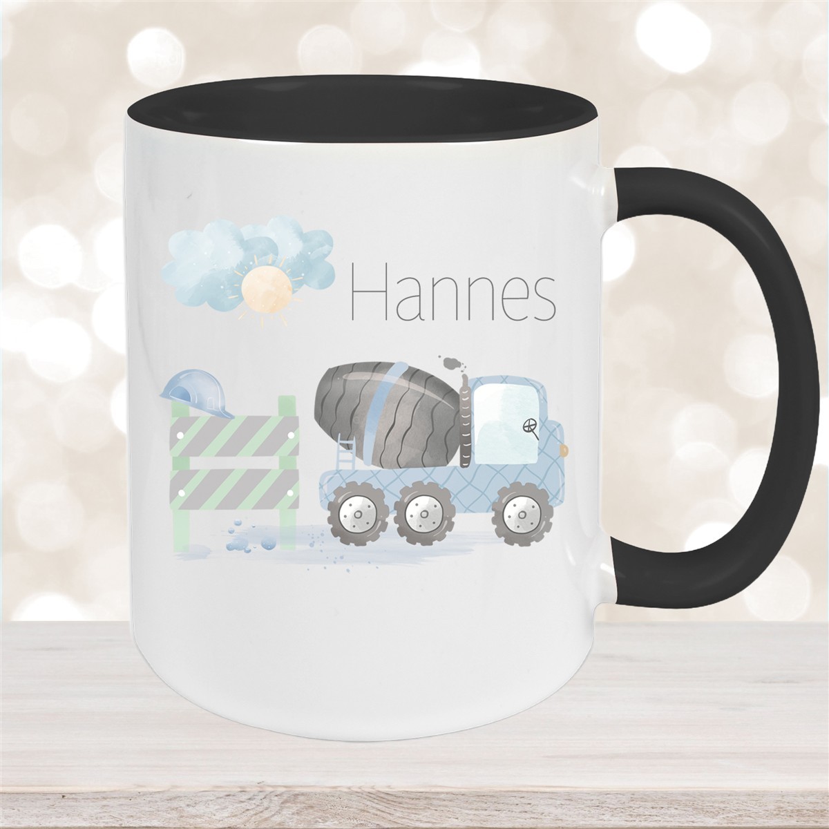 Tasse Wunschname Baustelle Betonmischer #1 Keramik Kinderbecher versch. Farben