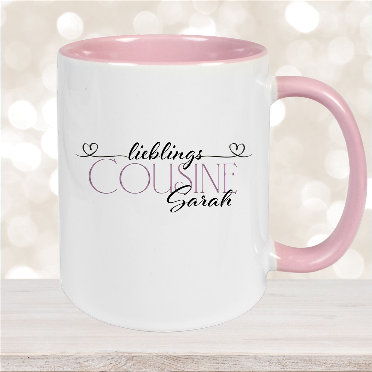 Tasse Wunschname Lieblings-Cousine #1 personalisiert Keramik Becher versch. Farben