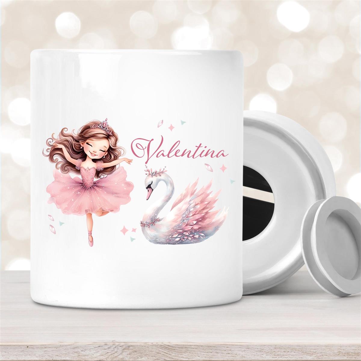 Spardose mit Wunschname Ballerina #2 personalisiert