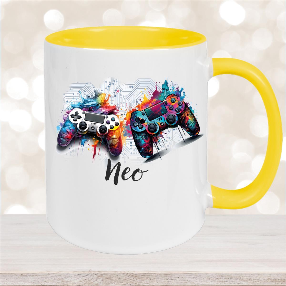 Tasse Gamer #1 Wunschname Keramik Kinderbecher personalisiert versch. Farben