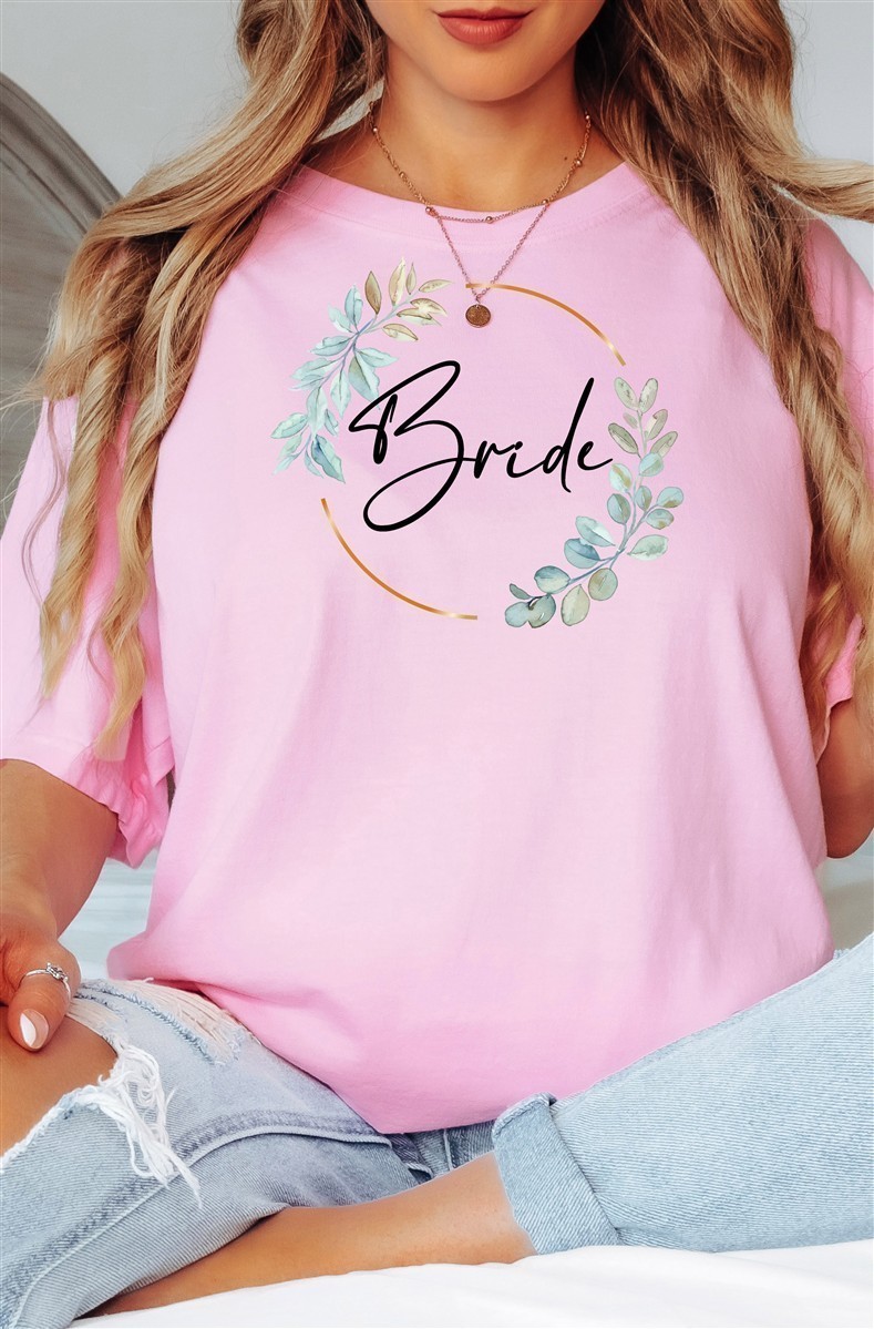 T-Shirt Bride & Team-Bride #02-Eukalyptus – Damen-Shirt für den Junggesellinnenabschied