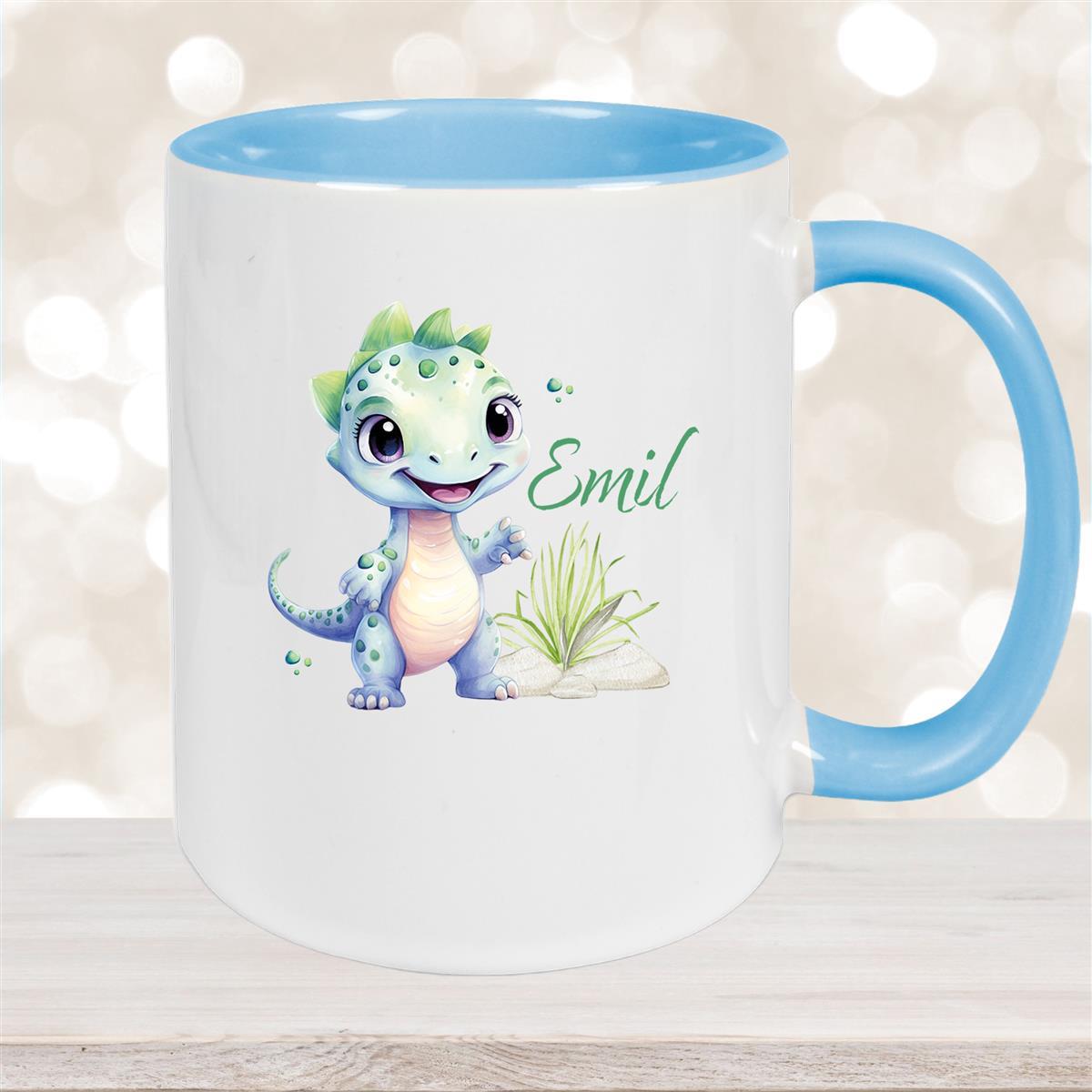 Tasse Dino #14 Wunschname Keramik Kinderbecher Personalisiert versch. Farben