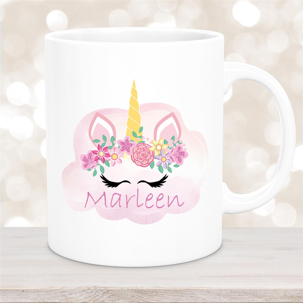 Tasse Einhorn #5 Wunschname Keramik Kinderbecher personalisiert Weiß