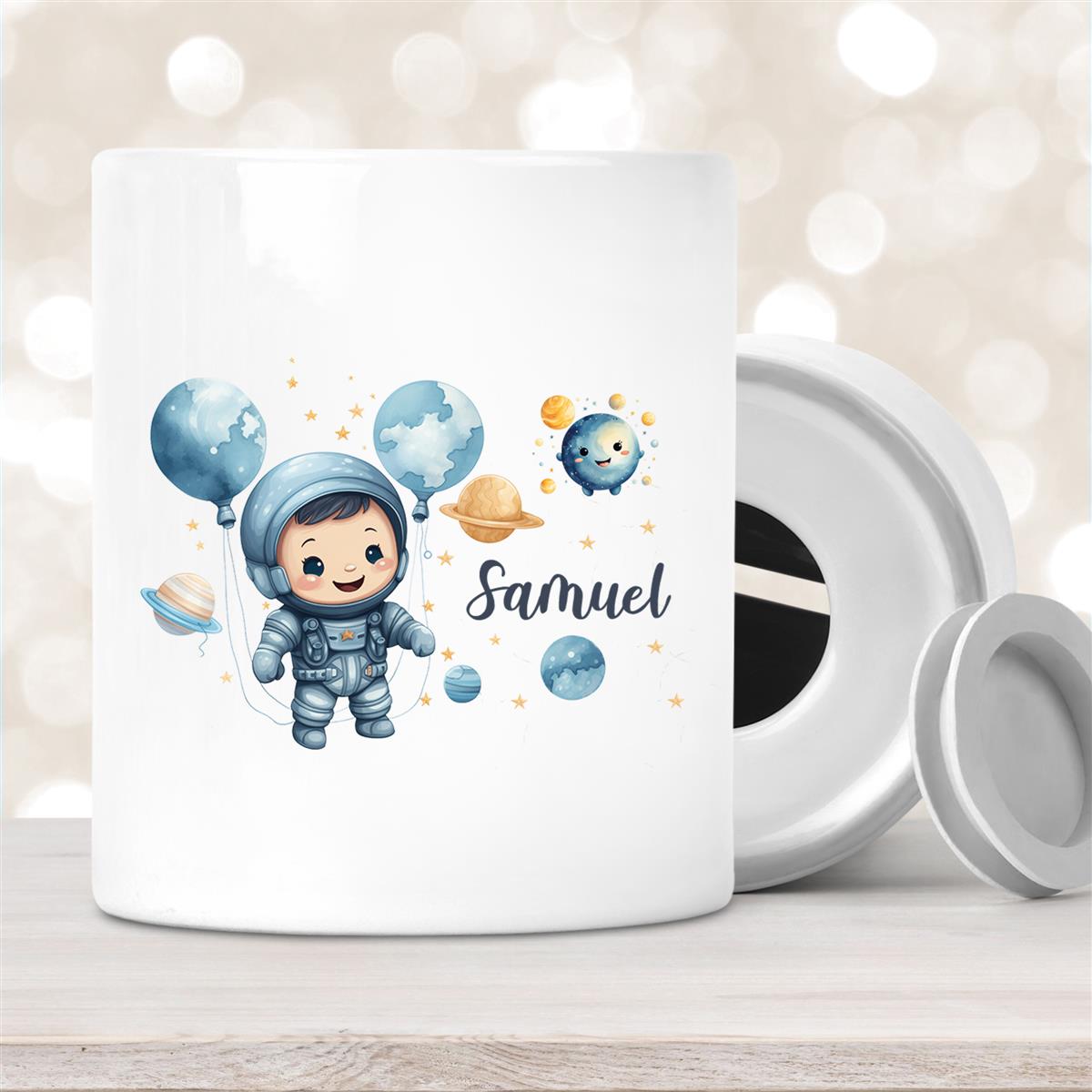 Spardose mit Wunschname Astronaut #1 personalisiert