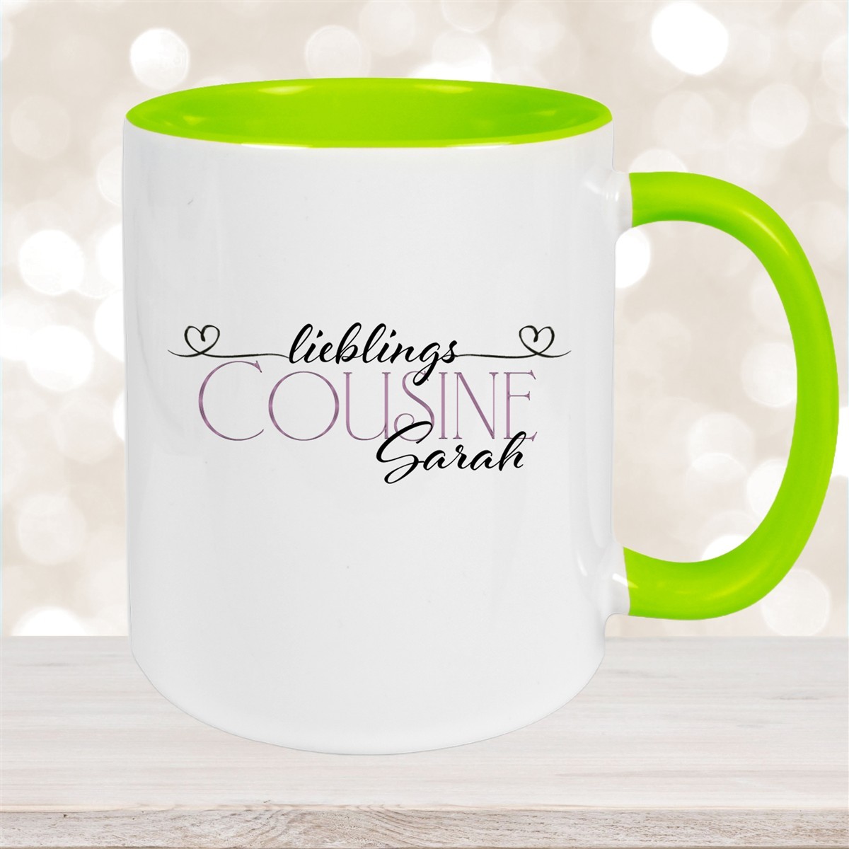 Tasse Wunschname Lieblings-Cousine #1 personalisiert Keramik Becher versch. Farben