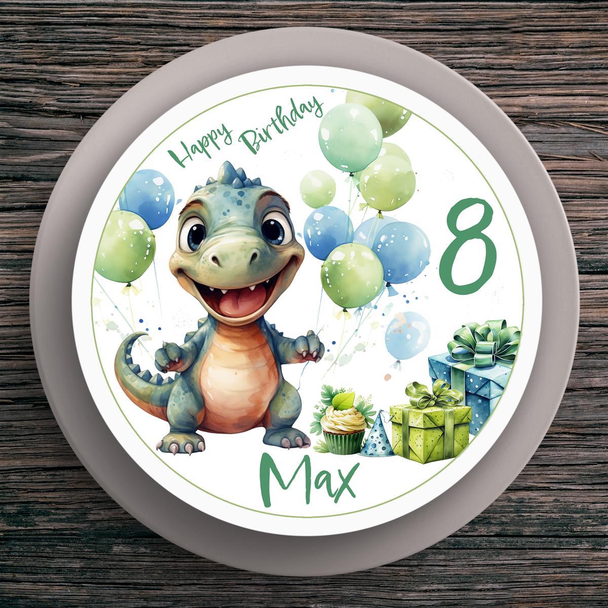 Tortenaufleger Geburtstag Dino #5 Name & Zahl (20cm)