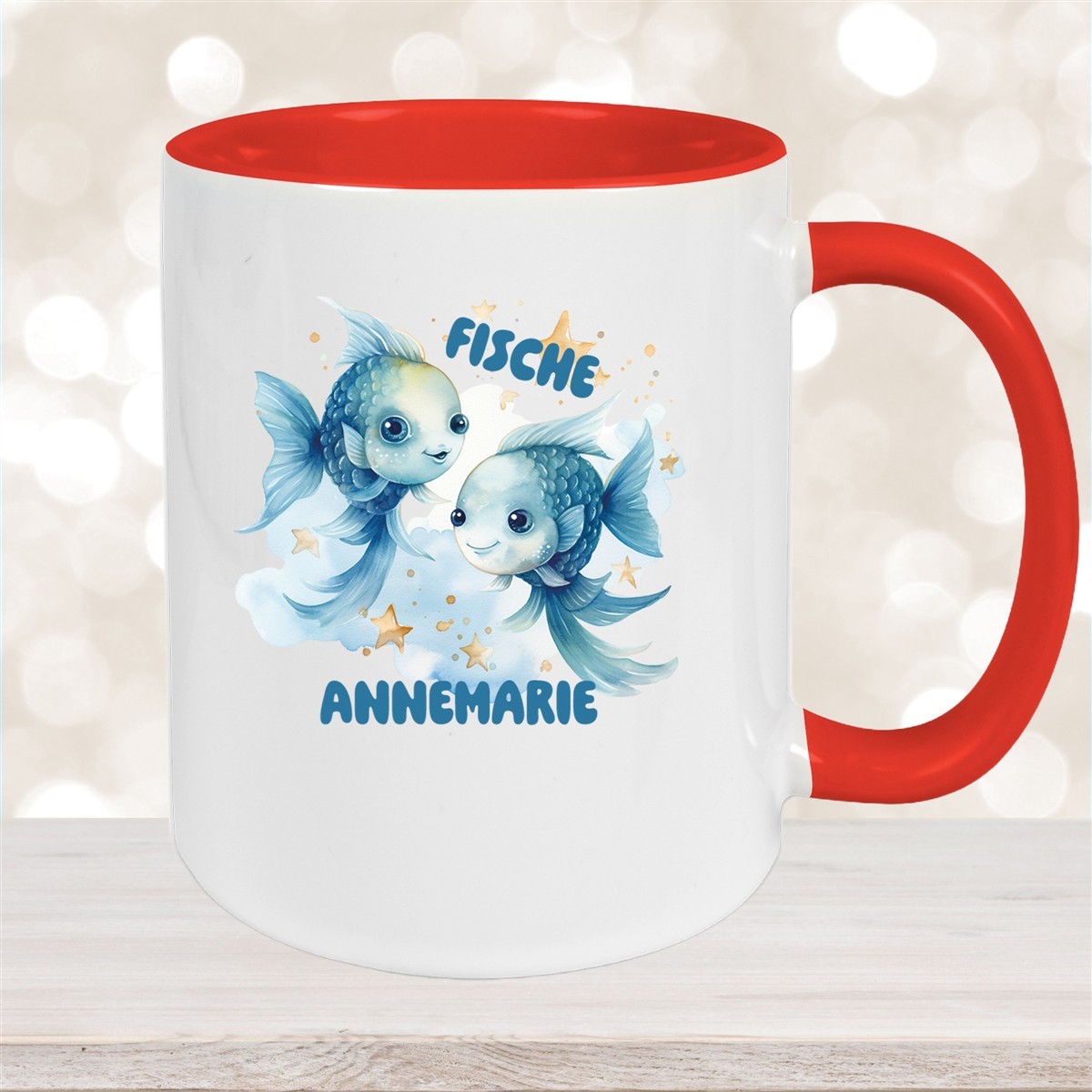 Tasse Sternzeichen Kinder Fische #1 Wunschname Keramik Kinderbecher personalisiert versch. Farben