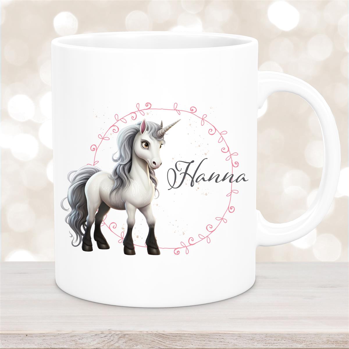 Tasse Einhorn #6 Wunschname Keramik Kinderbecher personalisiert Weiß