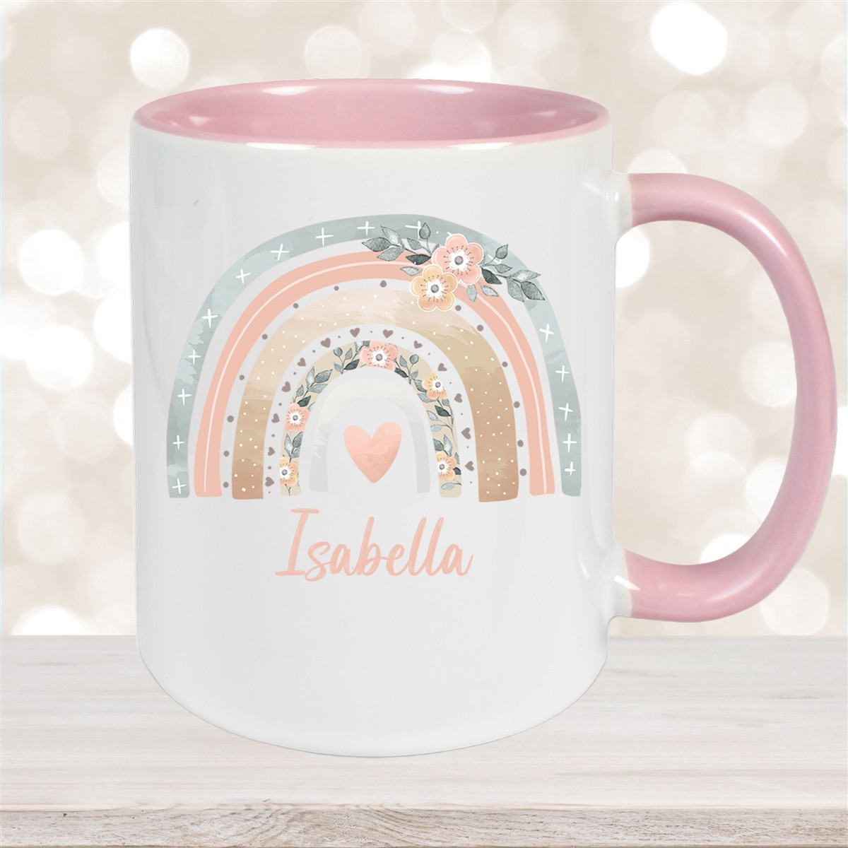 Tasse Wunschname Regenbogen #7 Keramik Kinderbecher versch. Farben