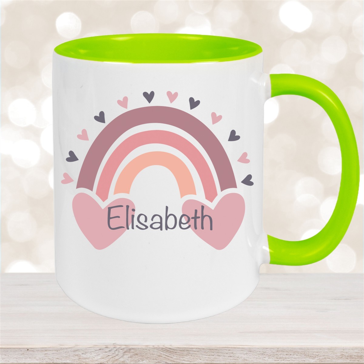 Tasse Wunschname Regenbogen #2 Keramik Kinderbecher versch. Farben