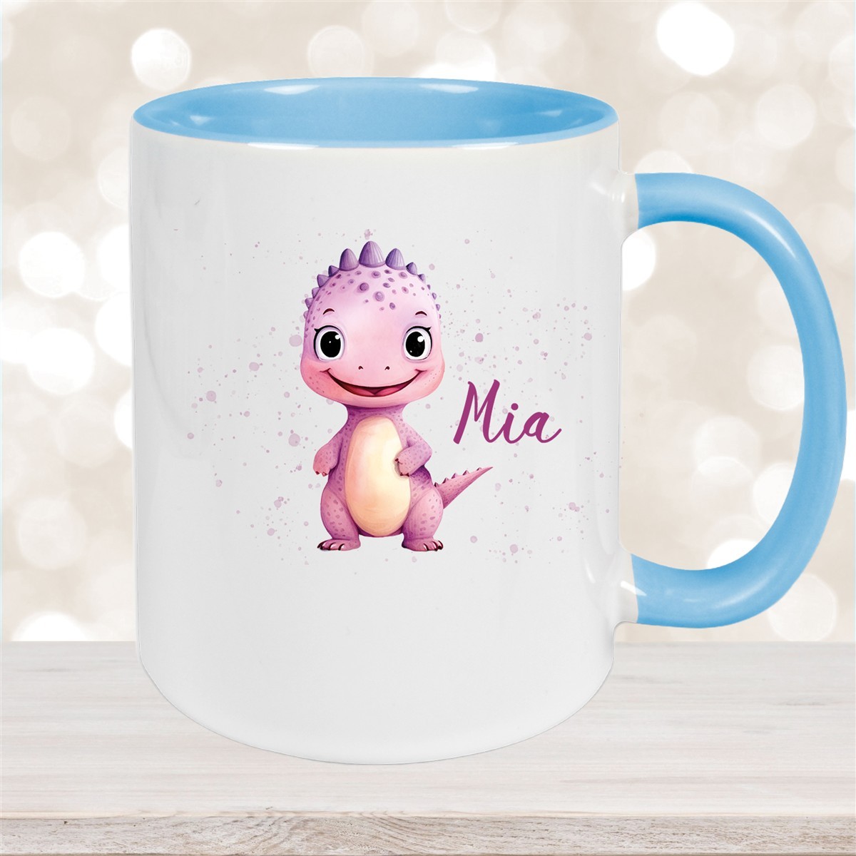 Tasse Wunschname Dino #20 Keramik Kinderbecher versch. Farben