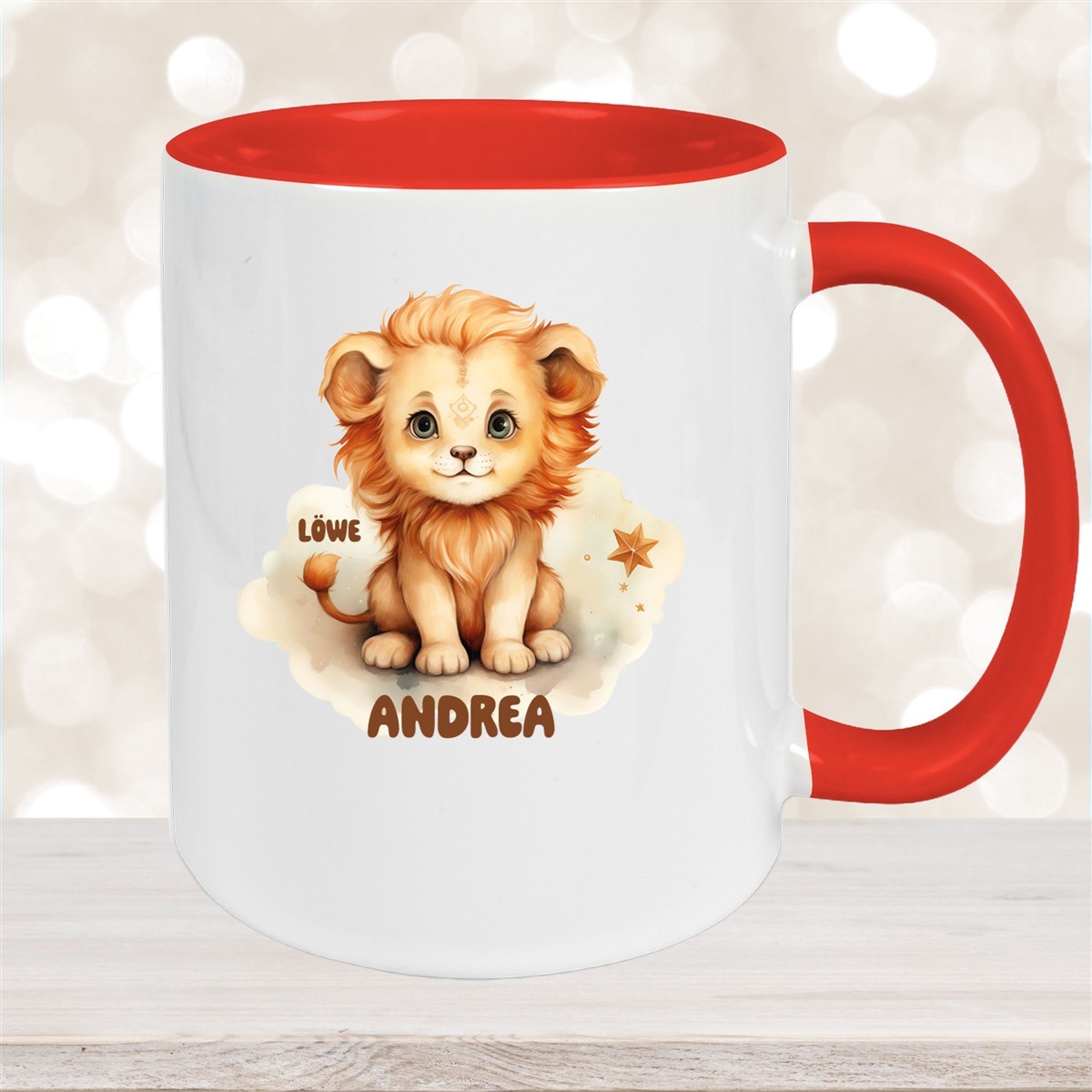 Tasse Sternzeichen Kinder Löwe #1 Wunschname Keramik Kinderbecher personalisiert versch. Farben