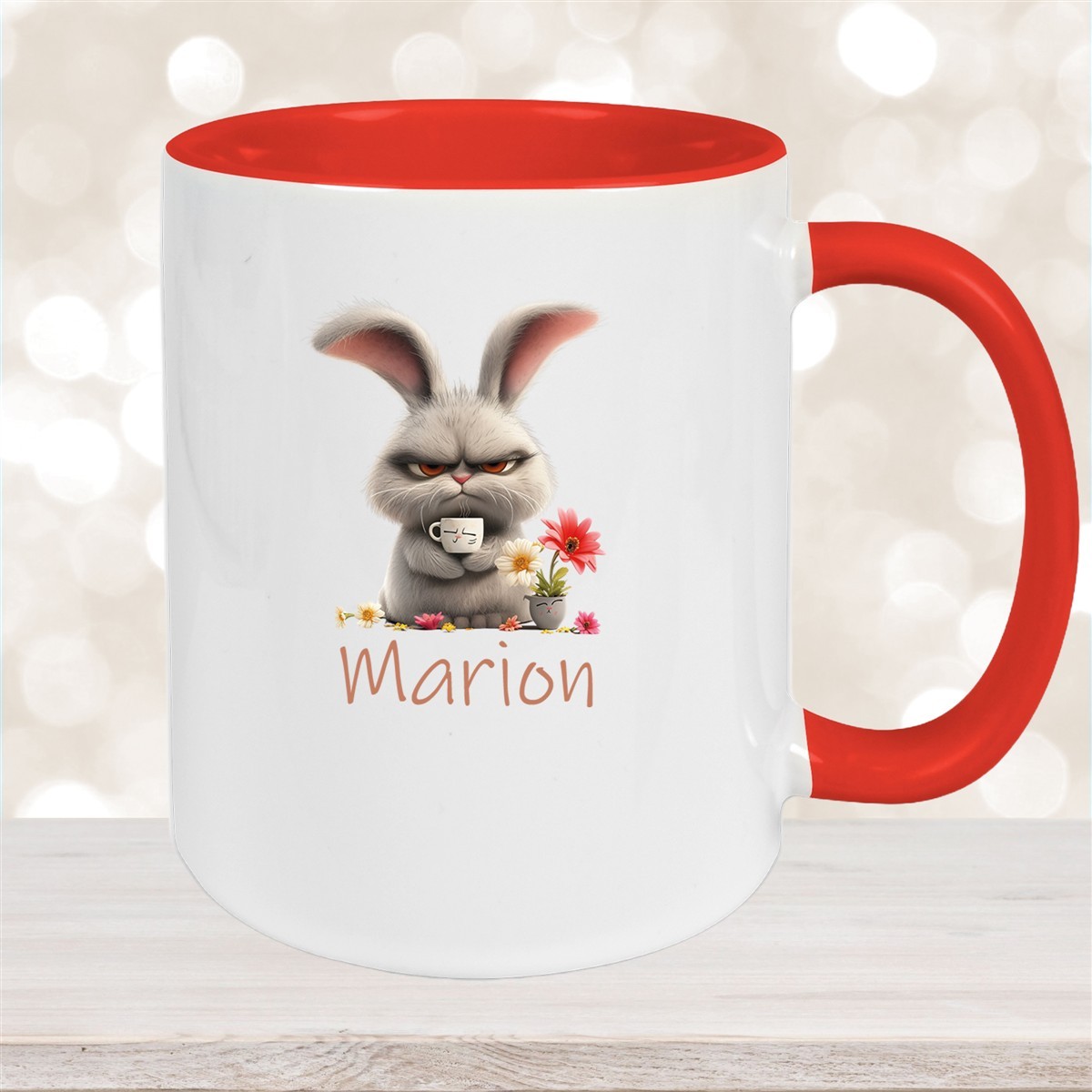 Tasse Ostern Grumpy-Bunny #2 Wunschnamen Keramik personalisiert versch. Farben