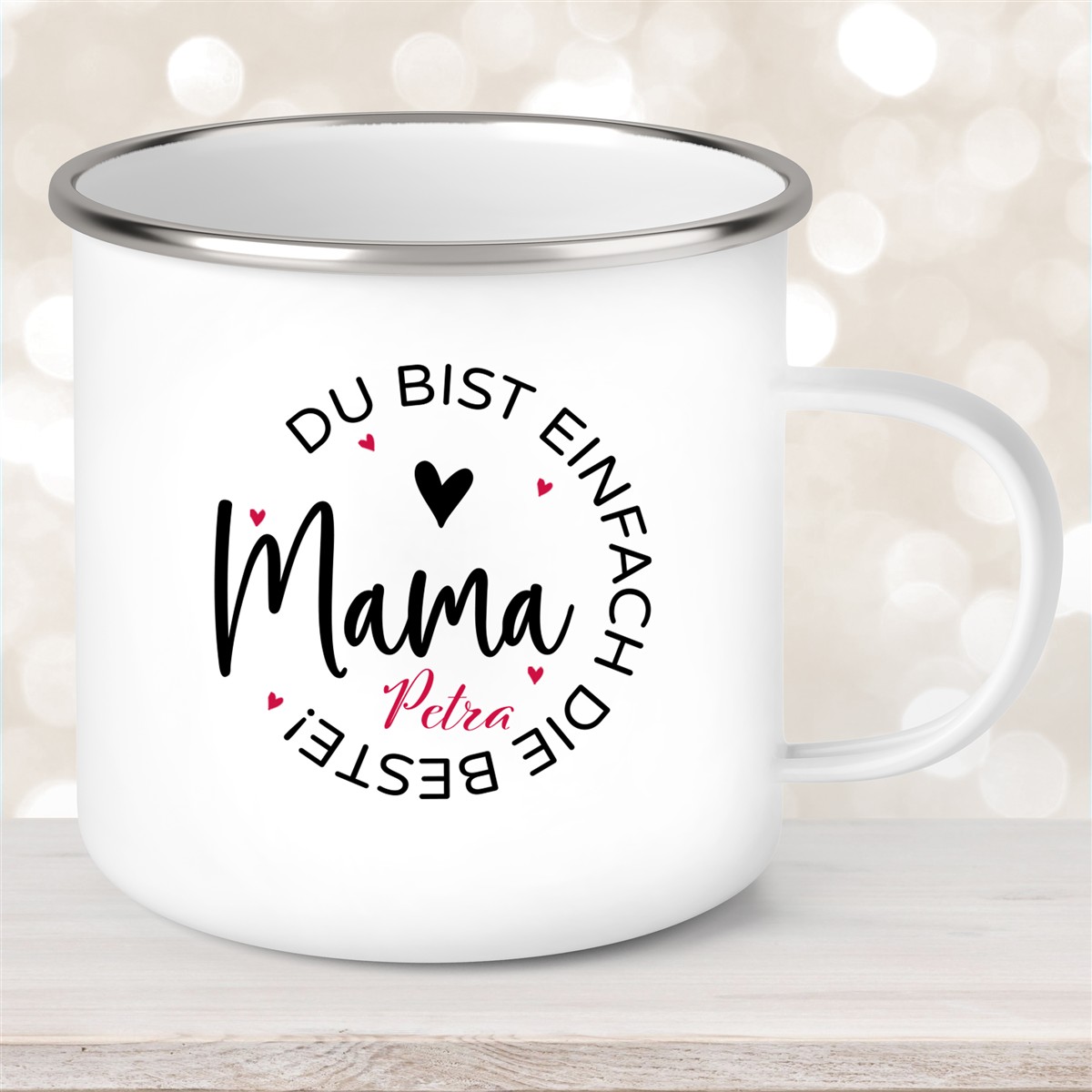 Tasse Muttertag #13 Wunschnamen Emaille Personalisiert