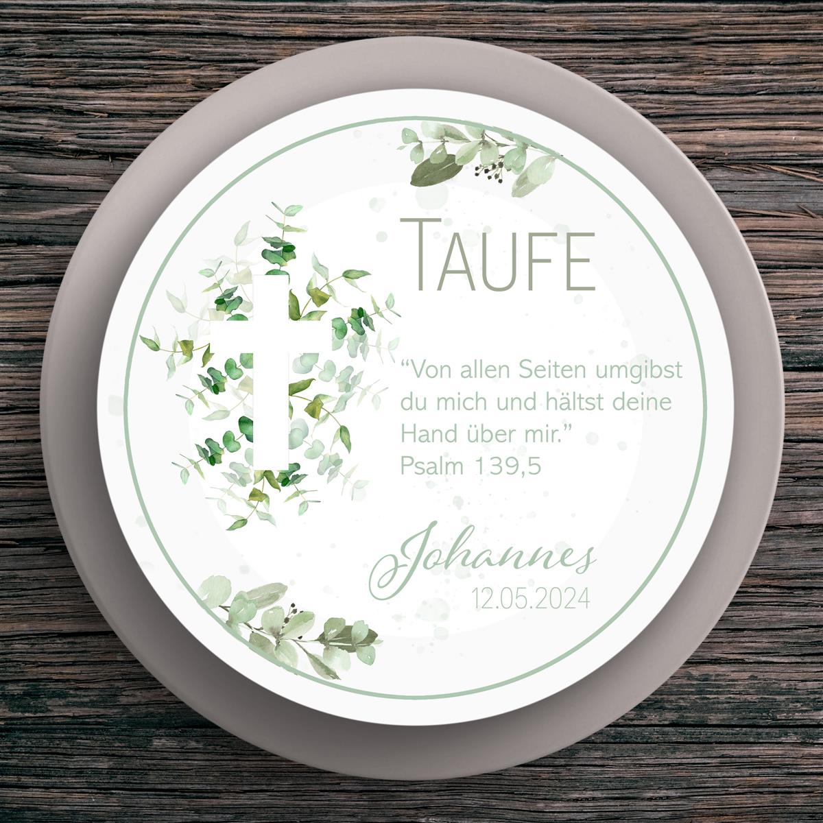 Tortenaufleger Taufe Kreuz #1 Name & Datum (20cm)