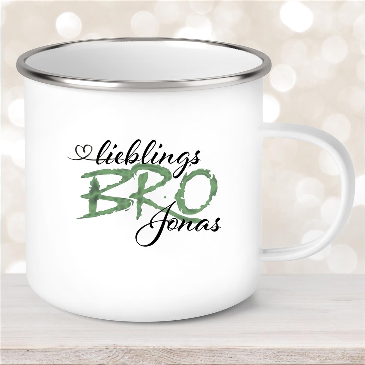Tasse Wunschname Lieblings-BRO #2 Emaille personalisiert