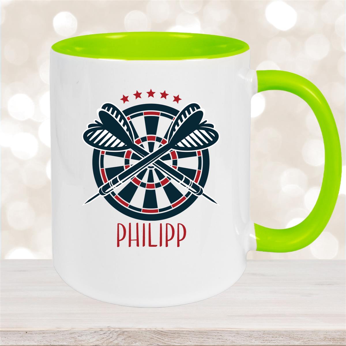 Tasse Dart #1 Wunschname Keramik Kinderbecher personalisiert versch. Farben