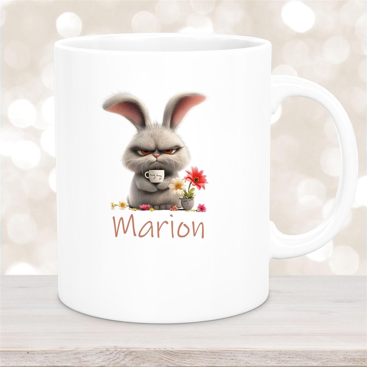 Tasse Ostern Grumpy-Bunny #2 Wunschnamen Keramik personalisiert versch. Farben