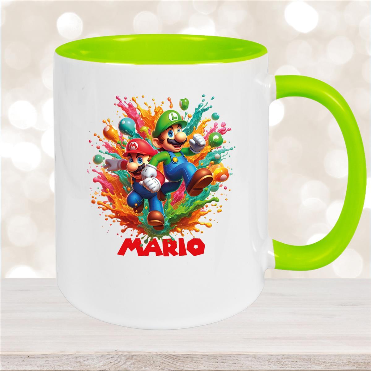 Tasse Wunschname Super-Mario #4 Keramik Kinderbecher personalisiert versch. Farben