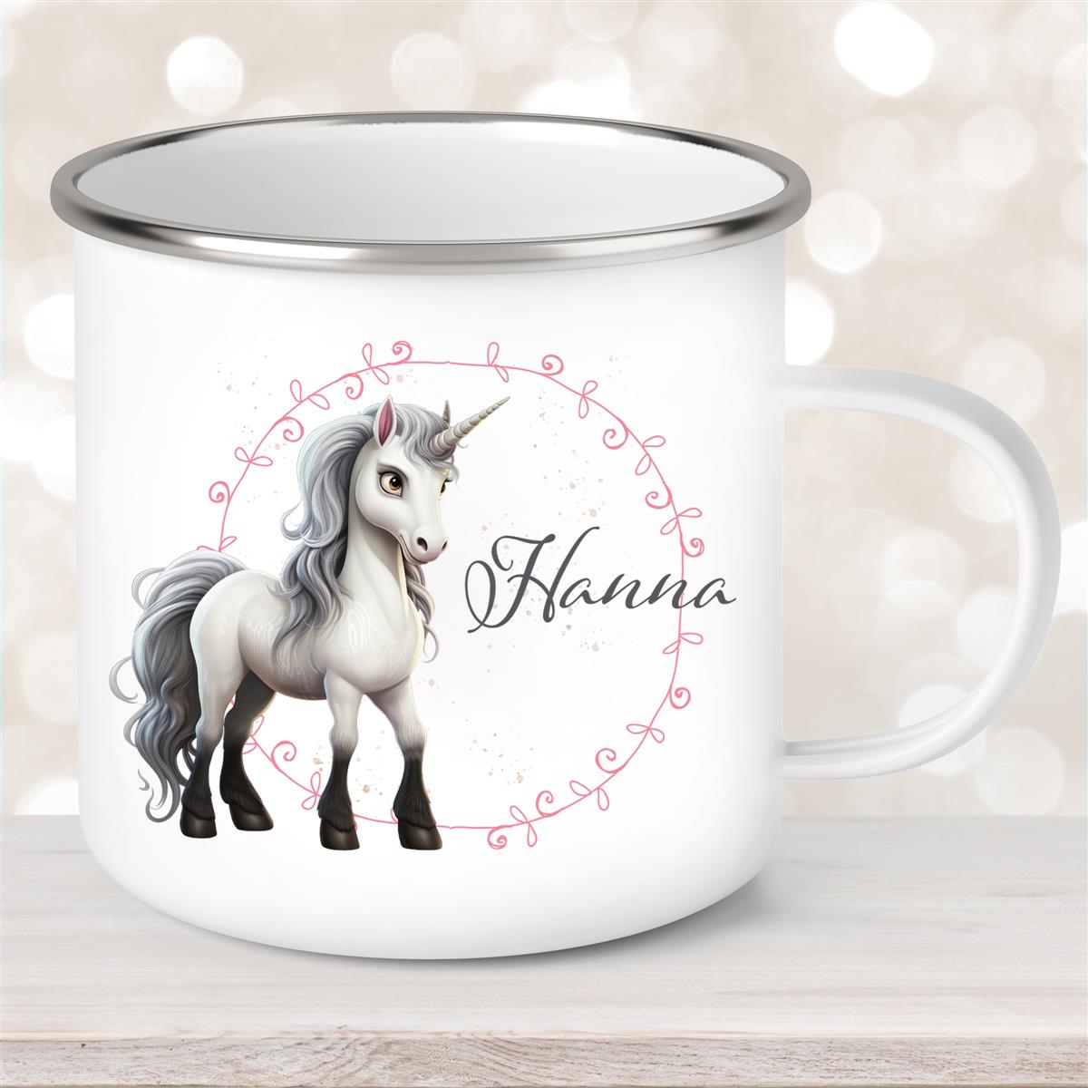 Tasse Einhorn #6 Wunschname Emaille Kinderbecher personalisiert